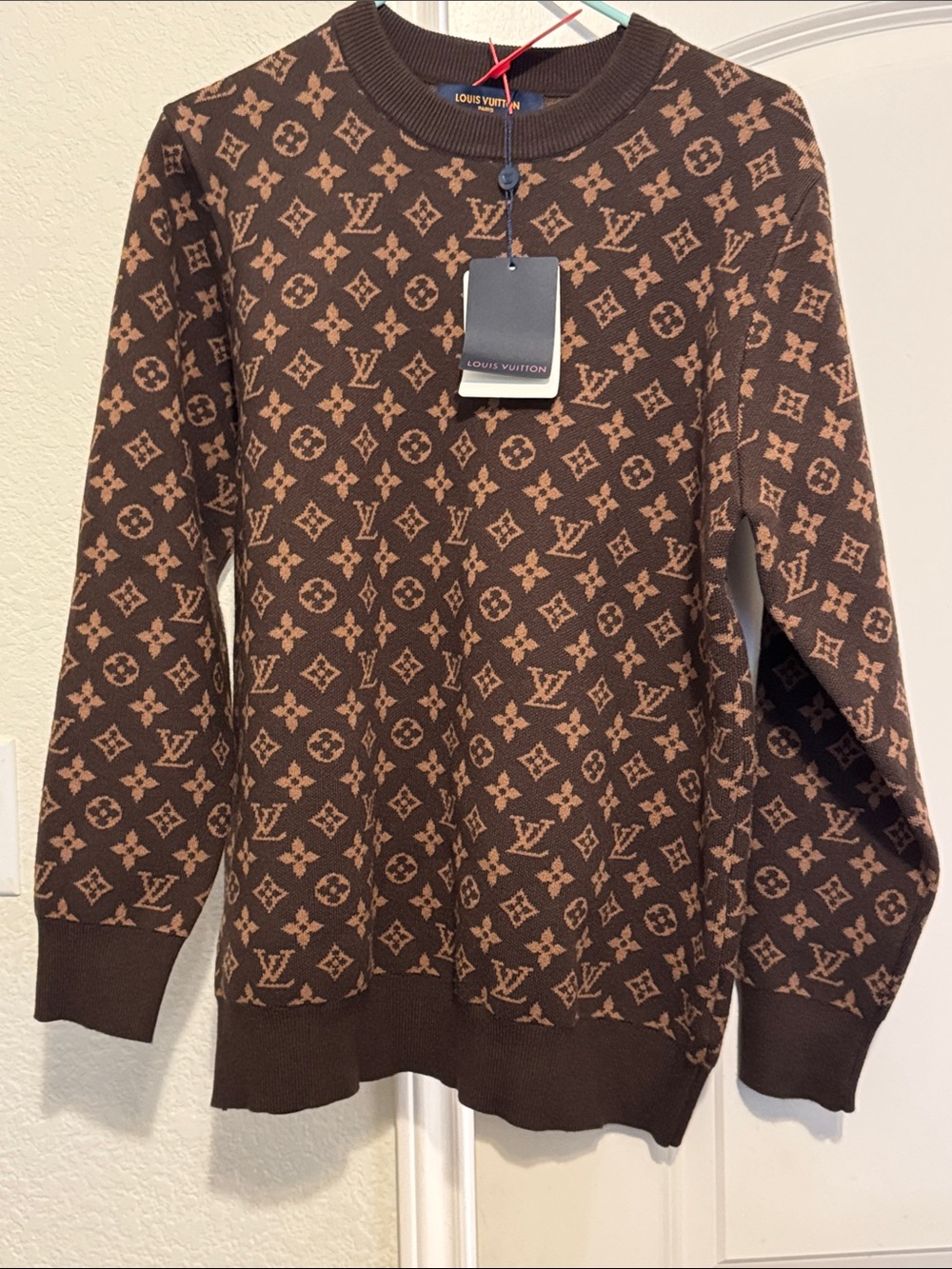 Louis Vuitton Brown & Tan Monogram Crewneck Sweater - Picture 3 of 6